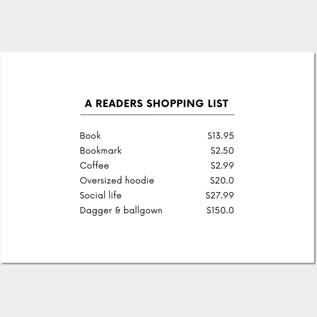 A readers shopping list Wall Art by bookloversclub